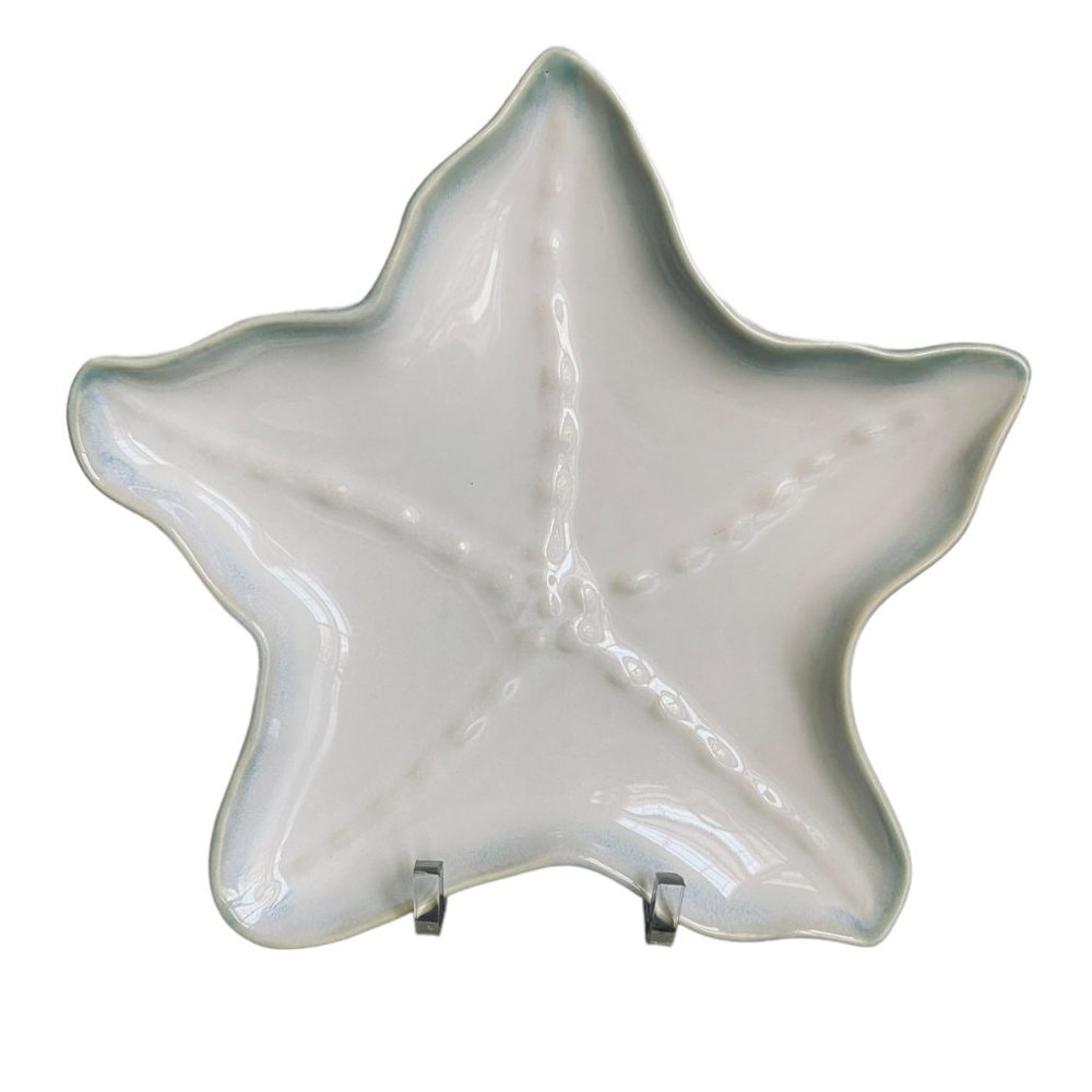 Hand Painted Shoreline Collection Starfish Ceramic Coastal Trinket Plate Dish